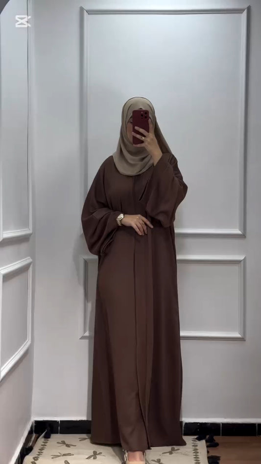 Chocolate Zoom Button Abaya