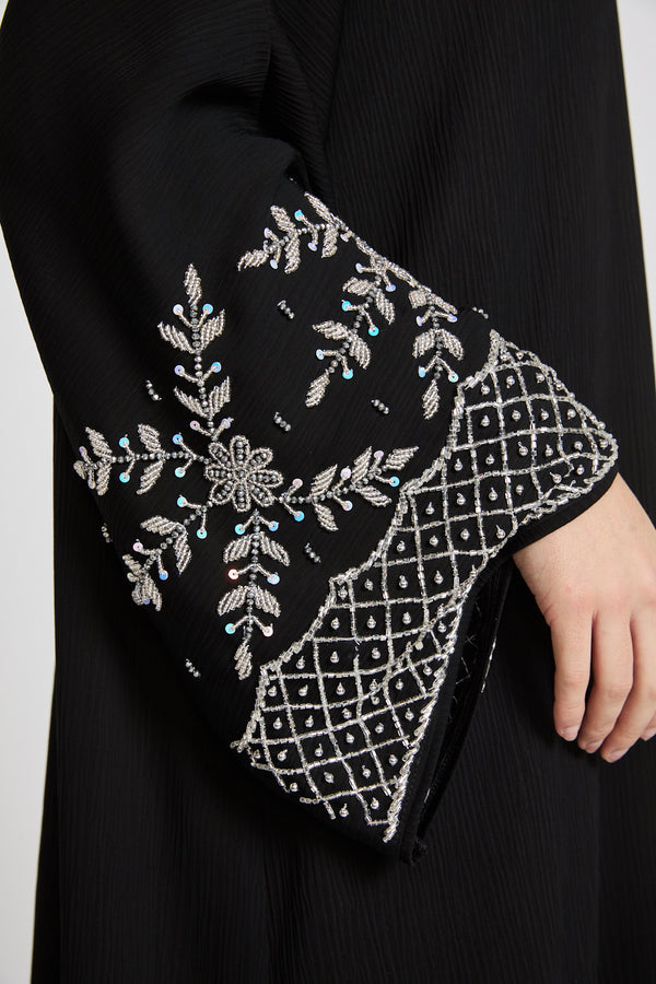 Black Zoom Petal Abaya