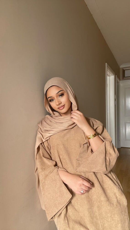 Brown Winter Corduroy abaya