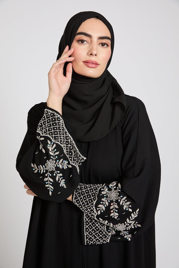 Black Zoom Petal Abaya