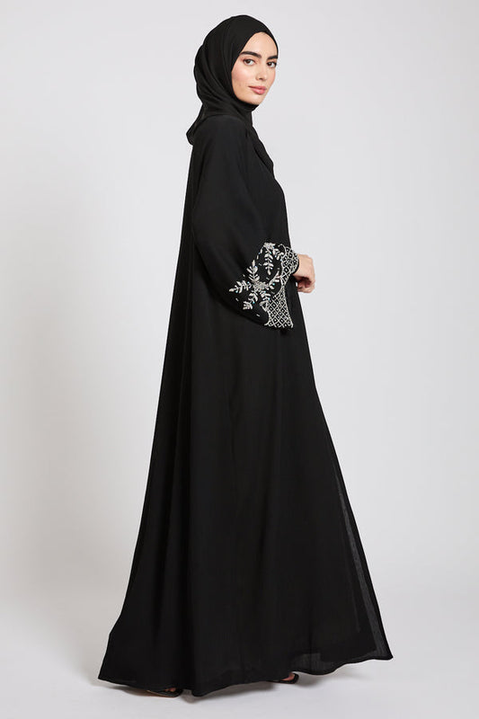 Black Zoom Petal Abaya