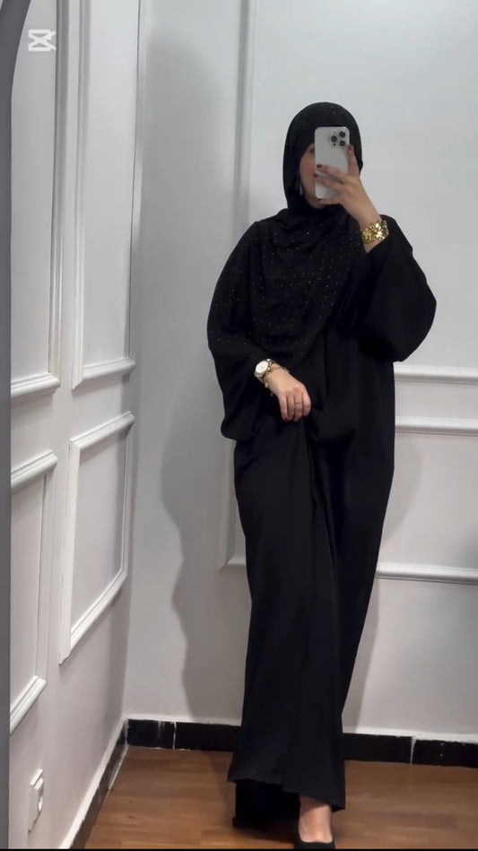 Black Zoom Button Abaya