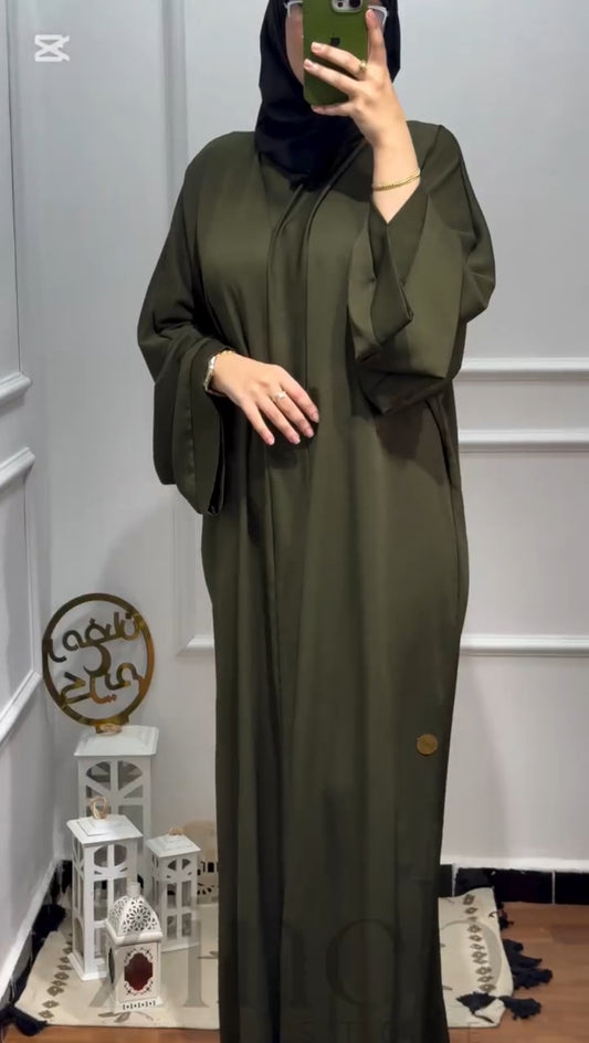 Olive Zoom Button Abaya
