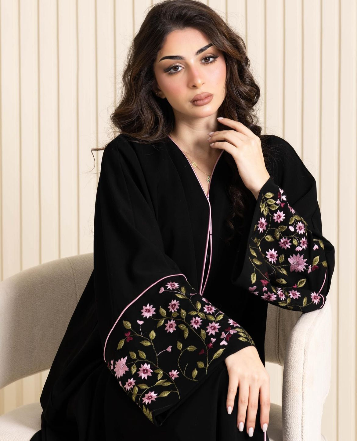 Black Nida Floral Abaya