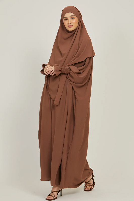 Soft CEY Snowy abaya With Double Layer Khimar