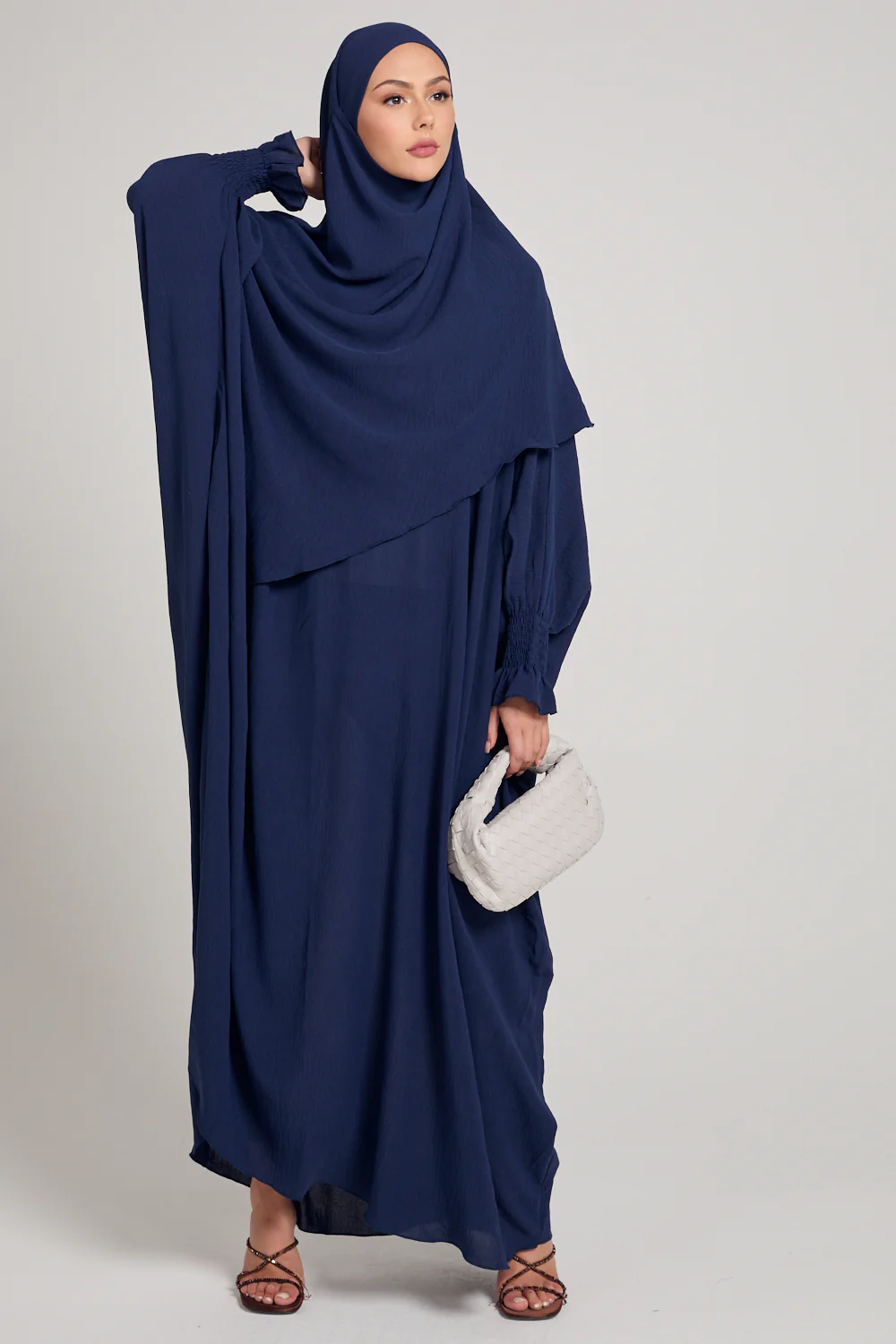 Soft CEY Snowy abaya With Double Layer Khimar