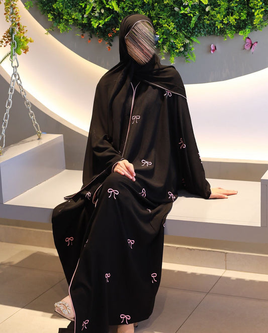 Black Nida Bow Abaya