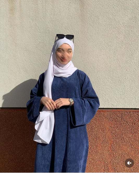 Navy Blue Winter Abaya