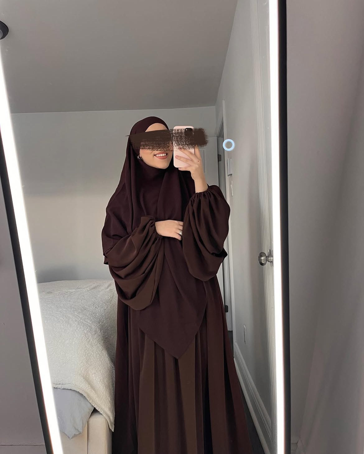 Chocolate Nida Choon Abaya with Double Layer