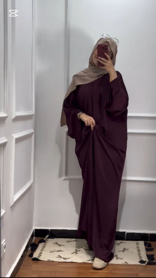 Maroon Zoom Button Abaya