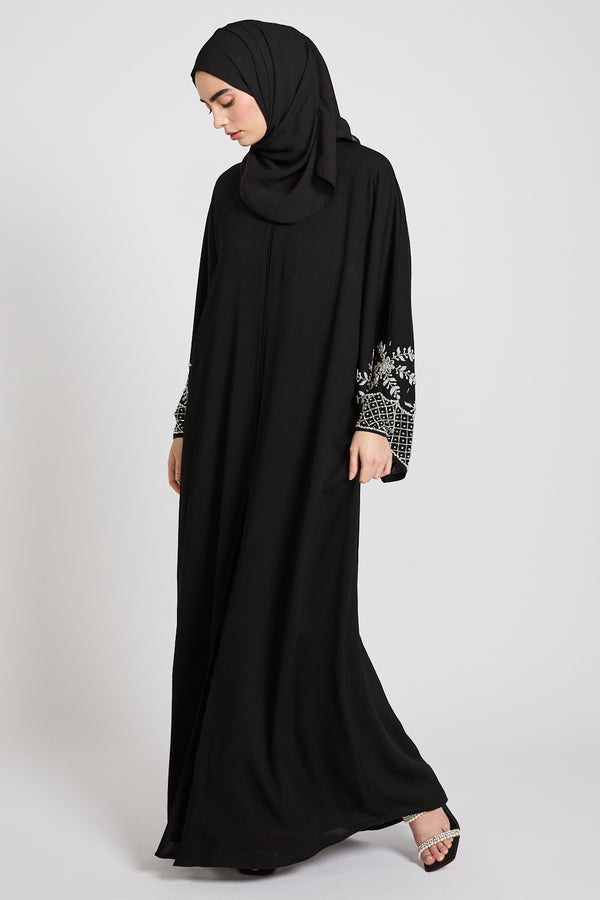 Black Zoom Petal Abaya