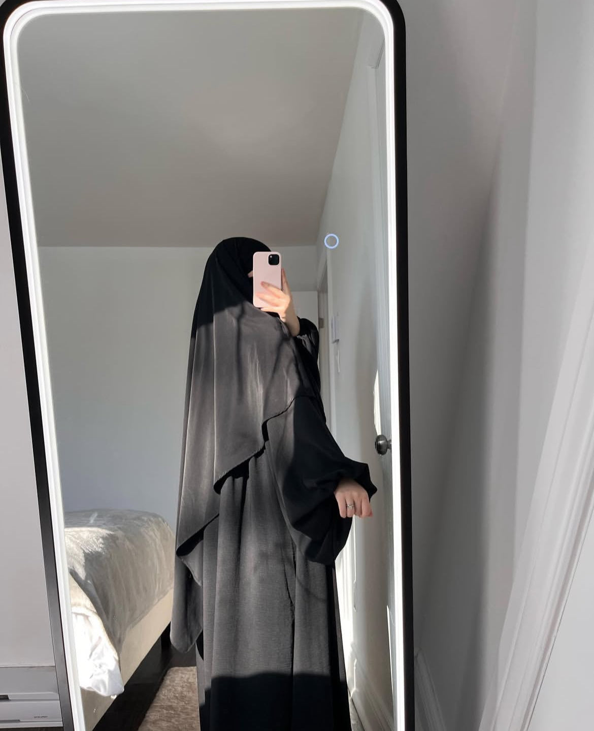 Black Choon Abaya with single layer khimar