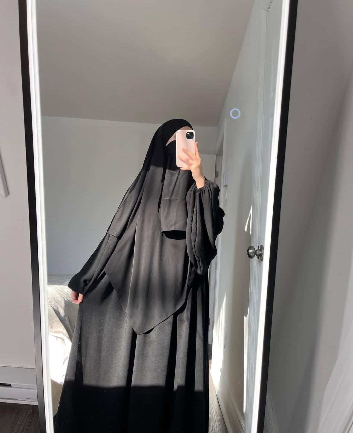 Black Choon Abaya with single layer khimar