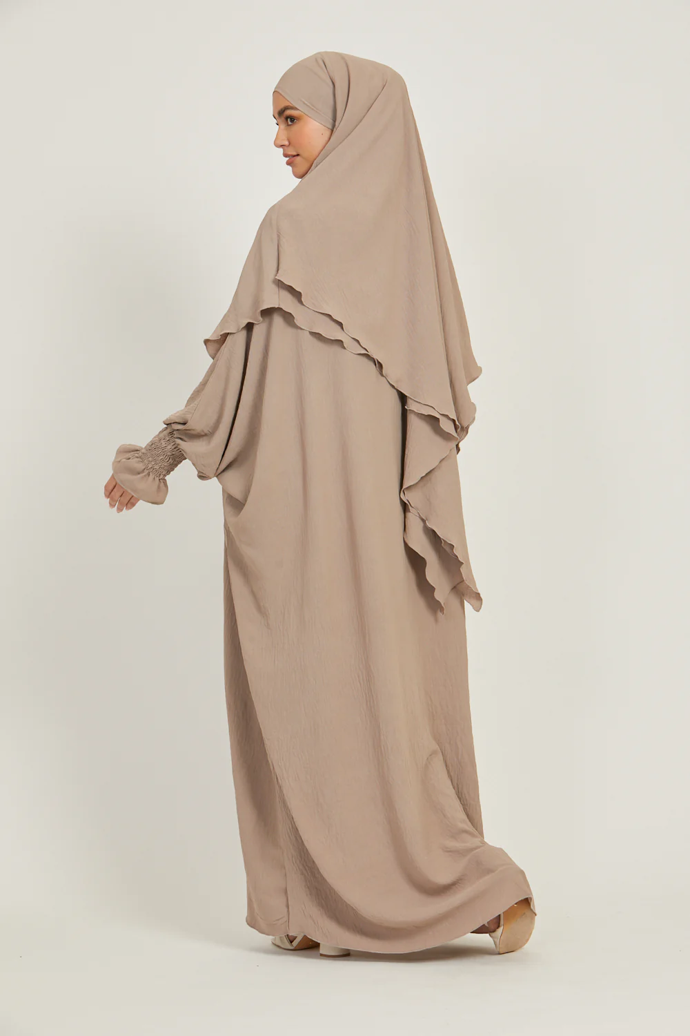 Soft CEY Snowy abaya With Double Layer Khimar