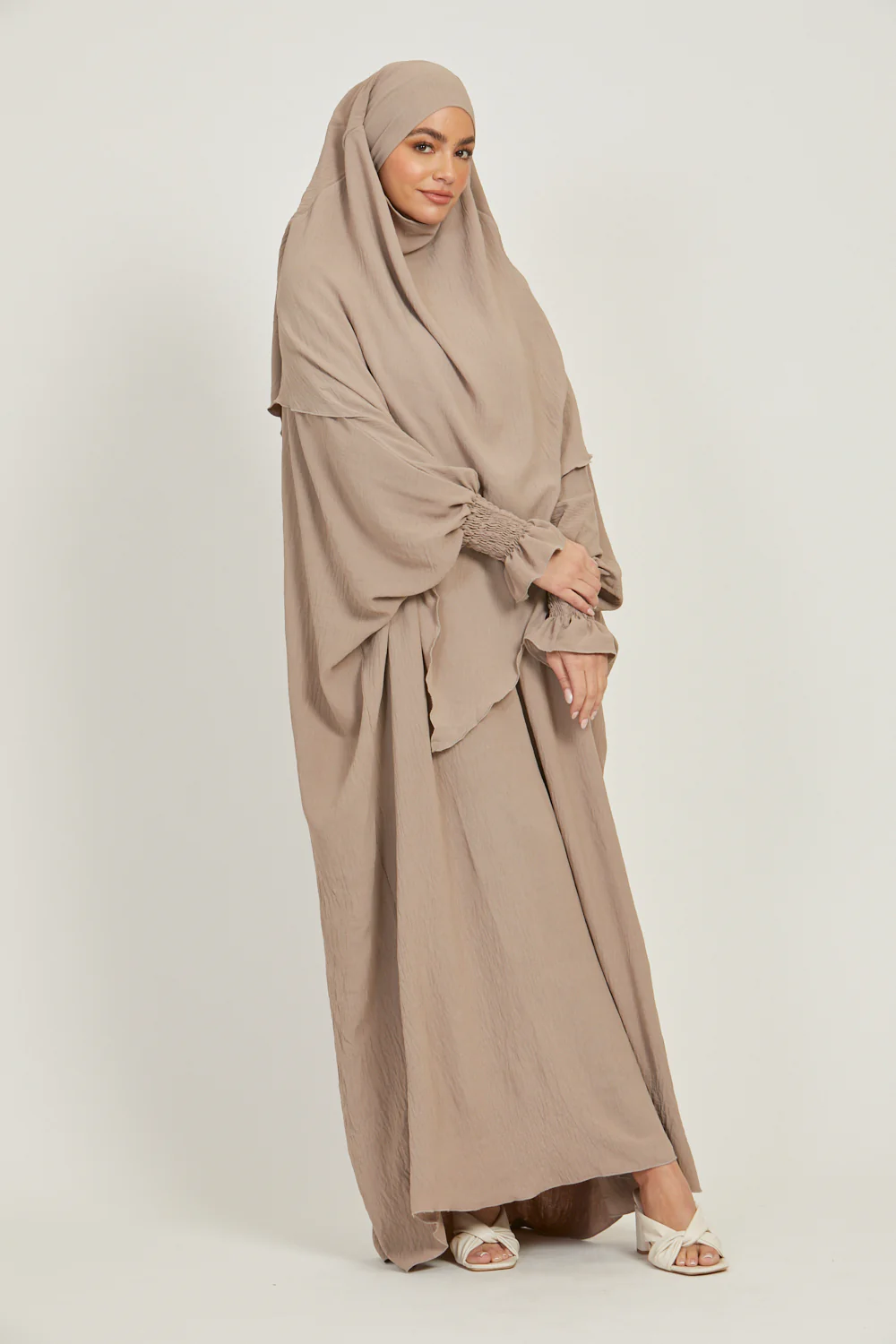 Soft CEY Snowy abaya With Double Layer Khimar