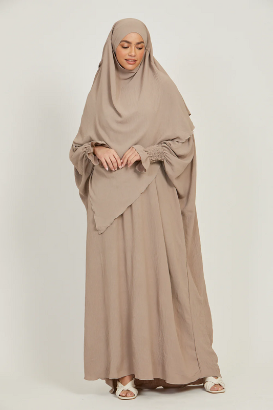 Soft CEY Snowy abaya With Double Layer Khimar