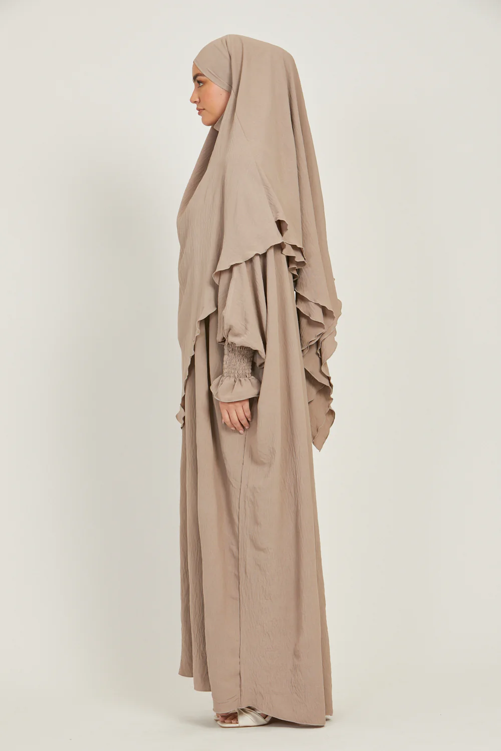 Soft CEY Snowy abaya With Double Layer Khimar