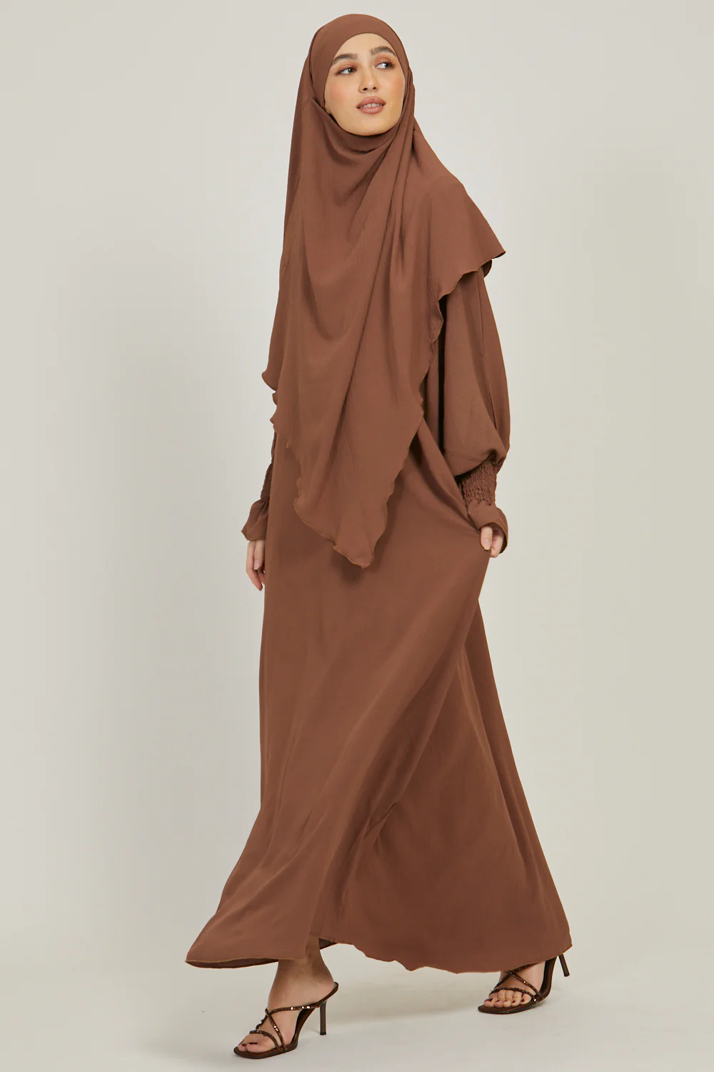 Soft CEY Snowy abaya With Double Layer Khimar