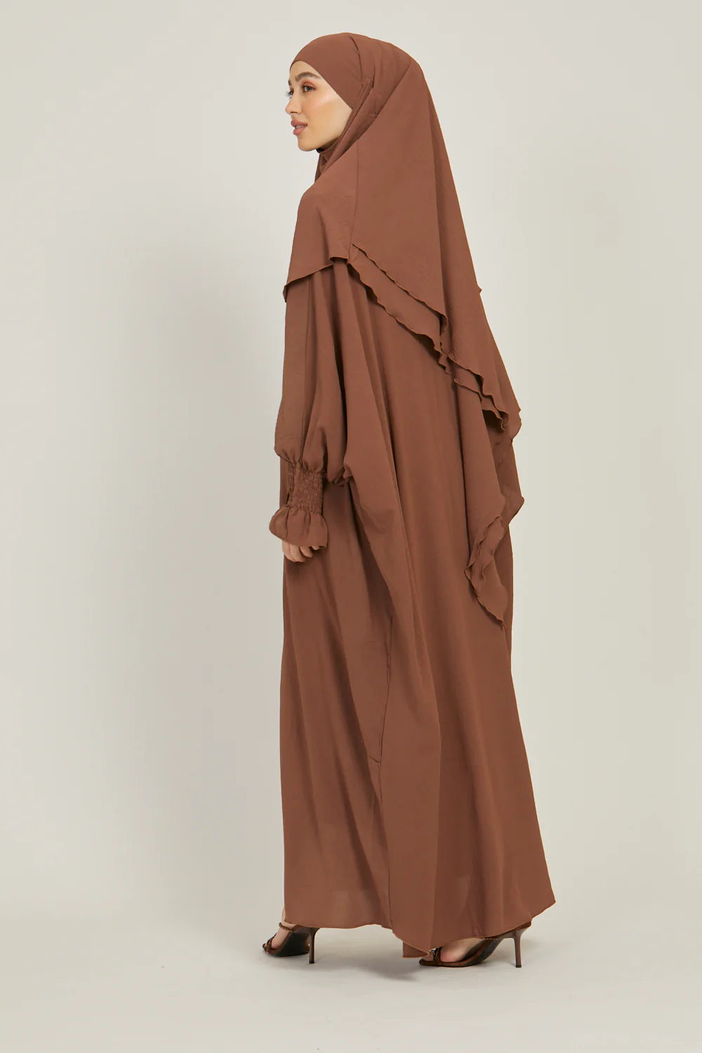 Soft CEY Snowy abaya With Double Layer Khimar