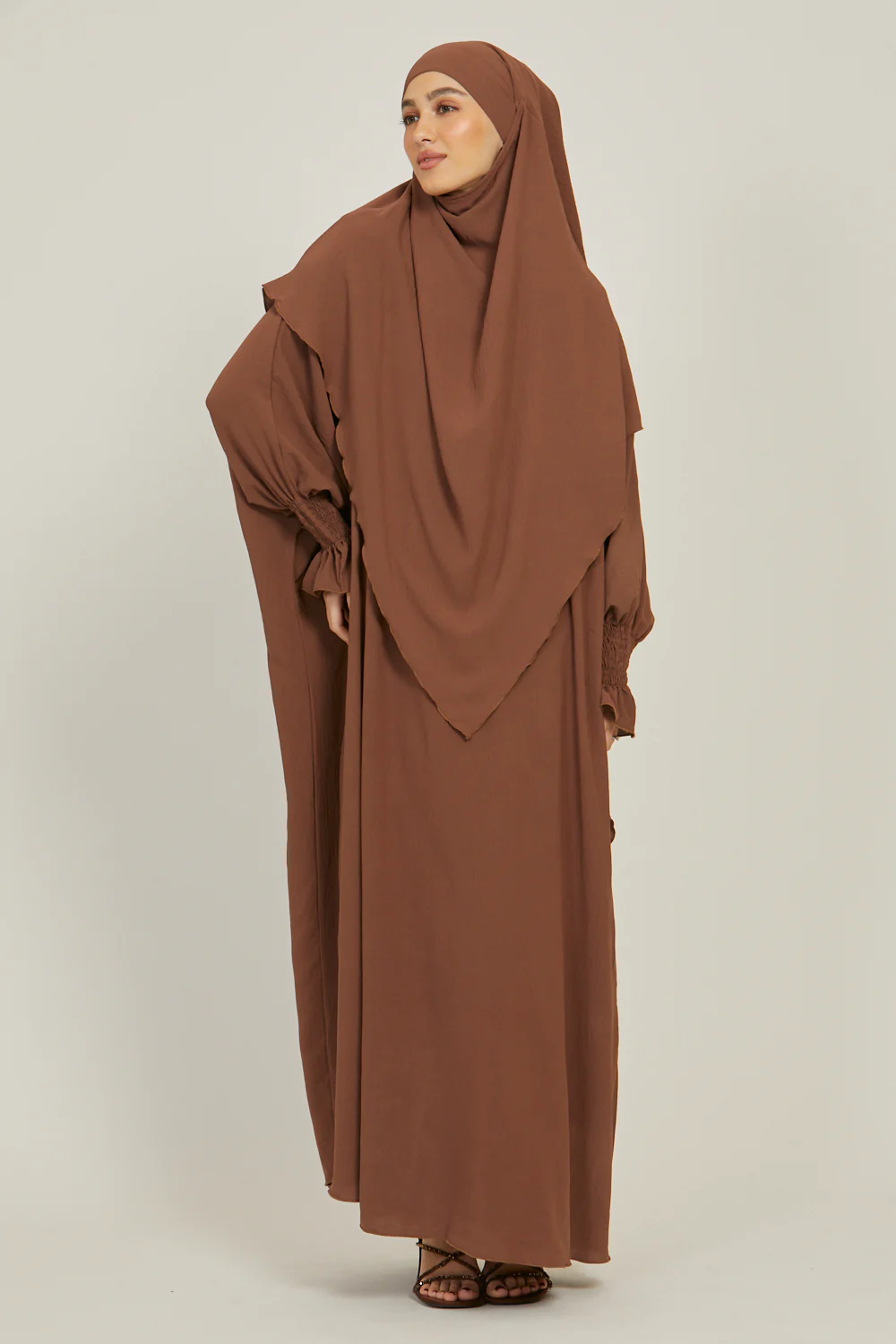 Soft CEY Snowy abaya With Double Layer Khimar