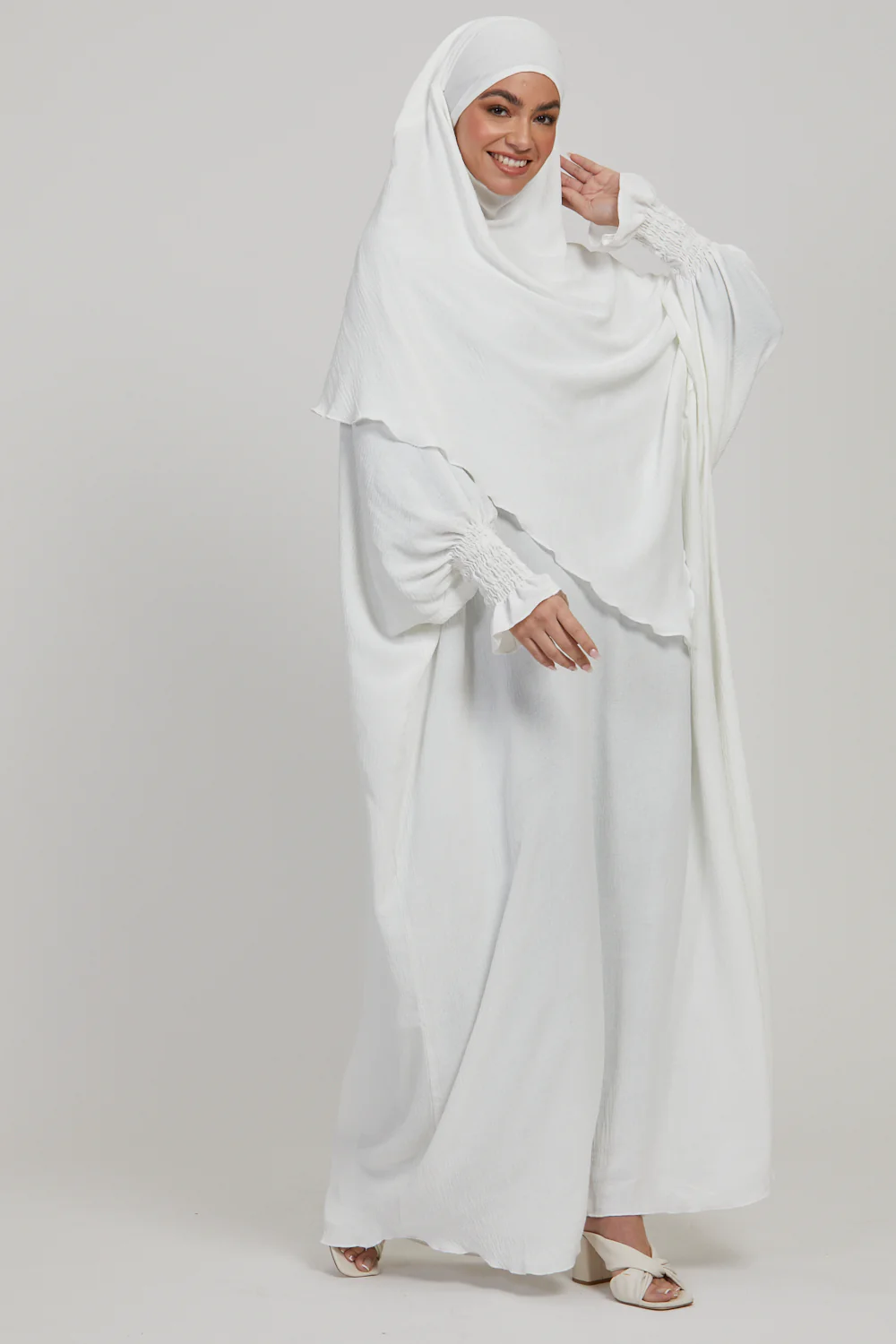 Soft CEY Snowy abaya With Double Layer Khimar