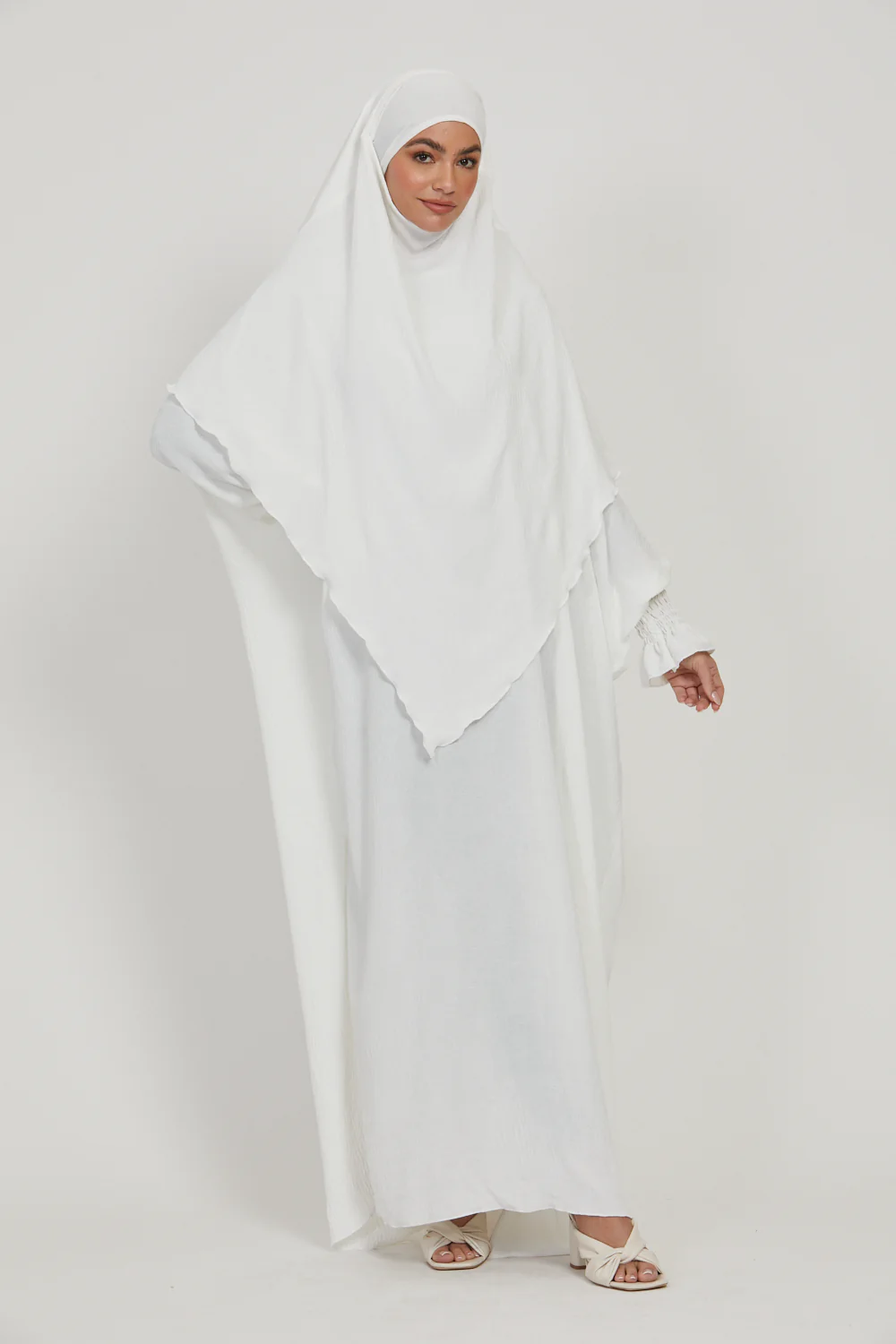 Soft CEY Snowy abaya With Double Layer Khimar