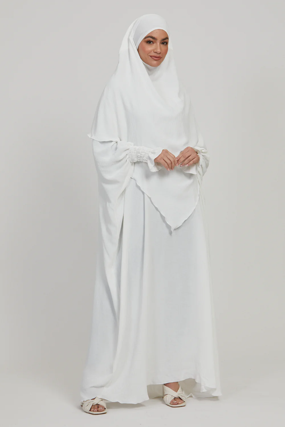 Soft CEY Snowy abaya With Double Layer Khimar