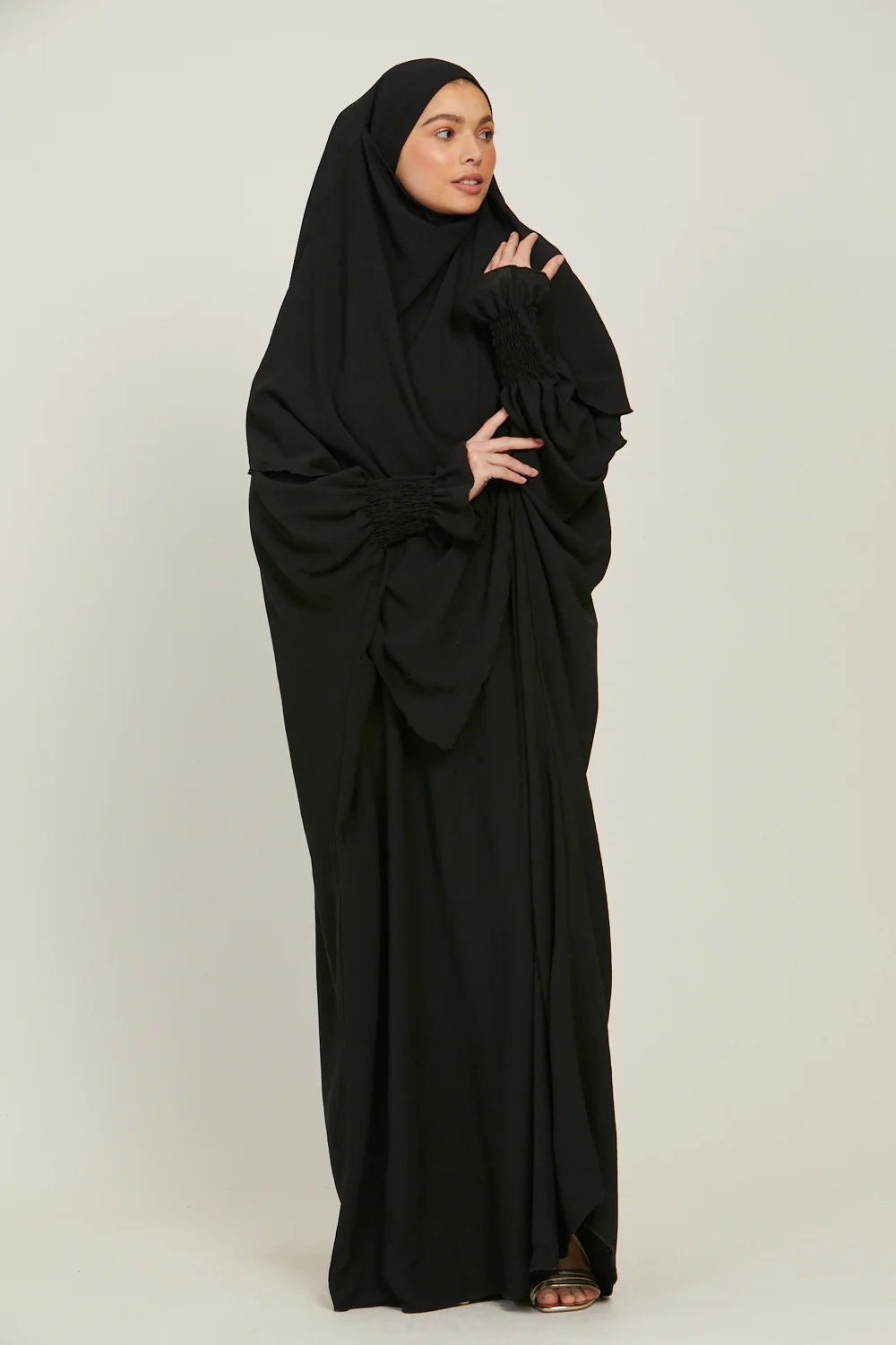 Soft CEY Snowy abaya With Double Layer Khimar