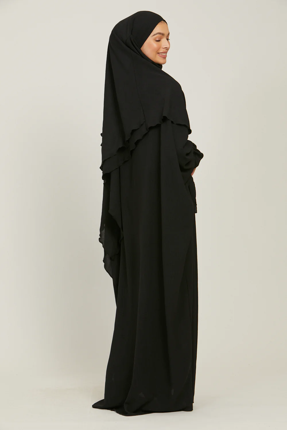 Soft CEY Snowy abaya With Double Layer Khimar