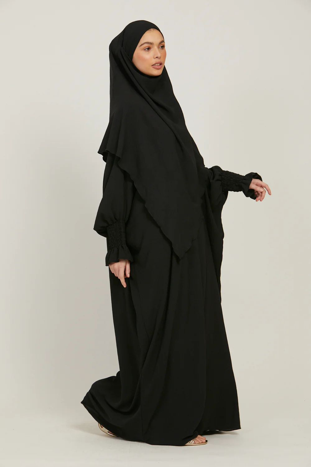 Soft CEY Snowy abaya With Double Layer Khimar