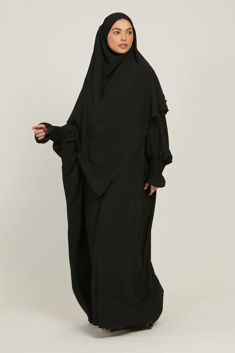 Soft CEY Snowy abaya With Double Layer Khimar