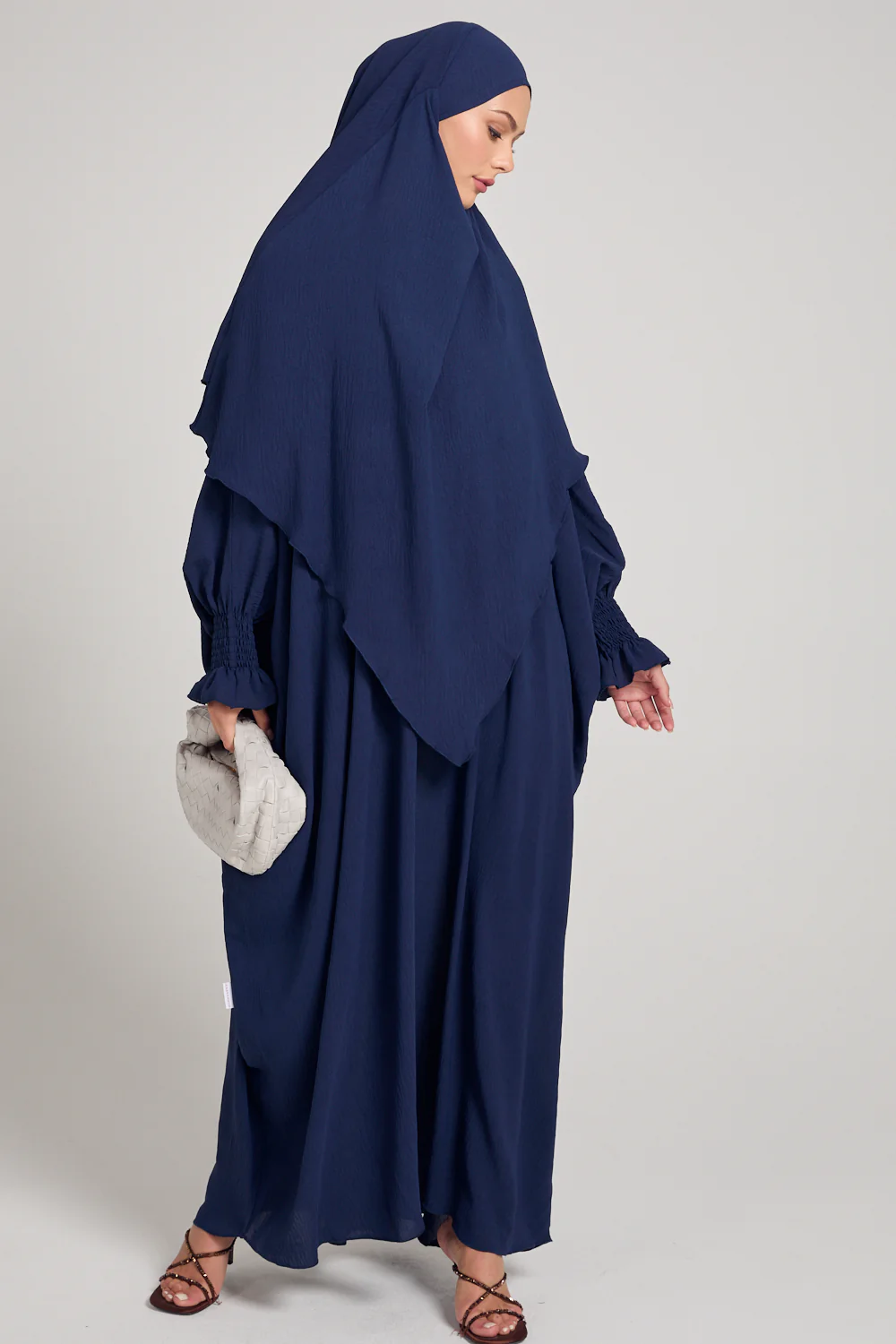 Soft CEY Snowy abaya With Double Layer Khimar