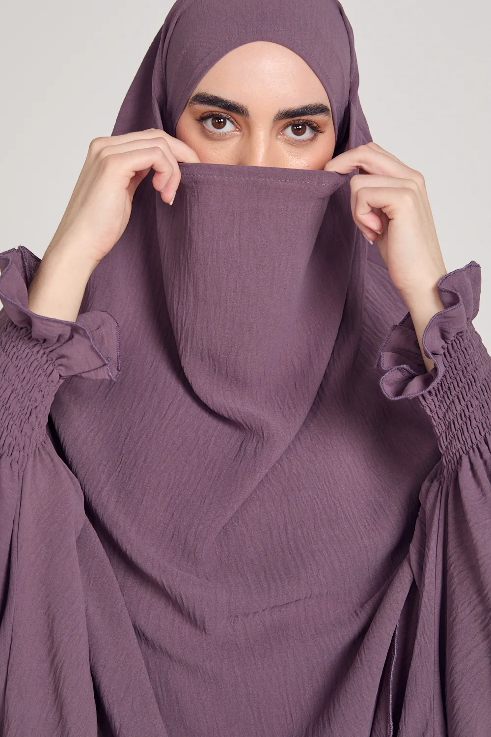 Soft CEY Snowy abaya With Double Layer Khimar
