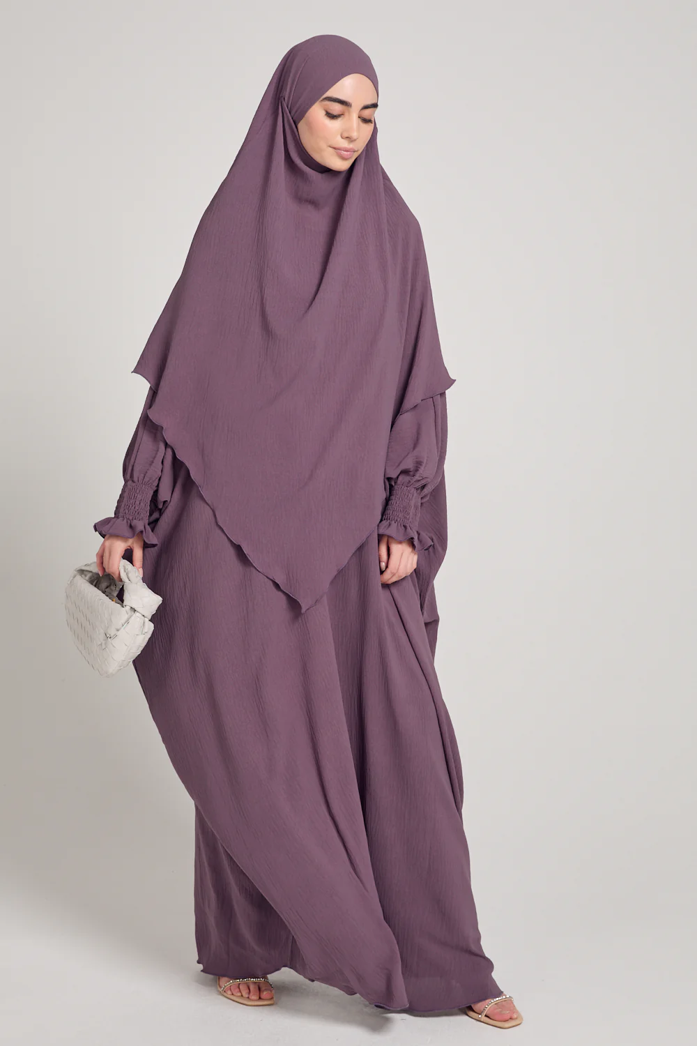 Soft CEY Snowy abaya With Double Layer Khimar