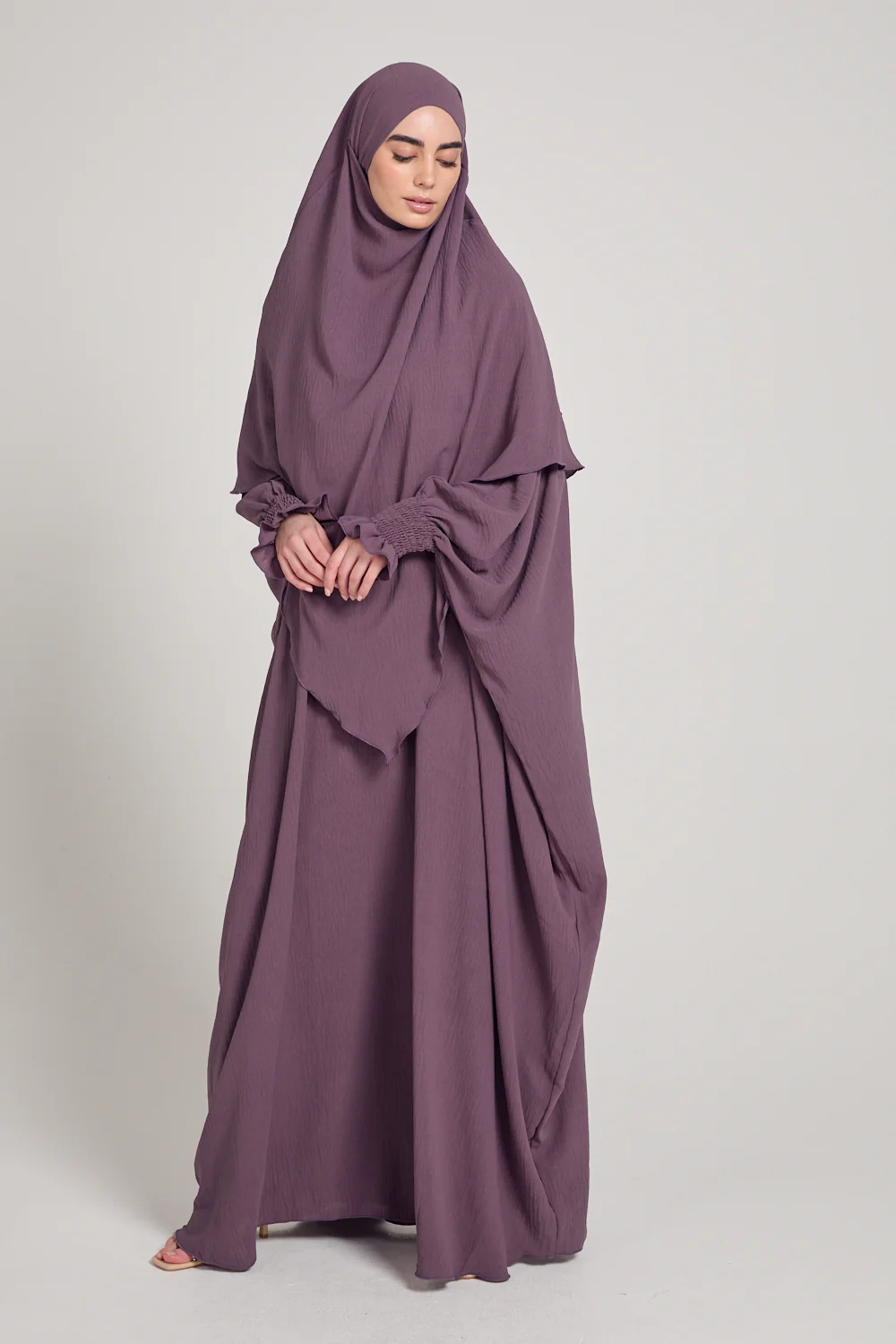 Soft CEY Snowy abaya With Double Layer Khimar