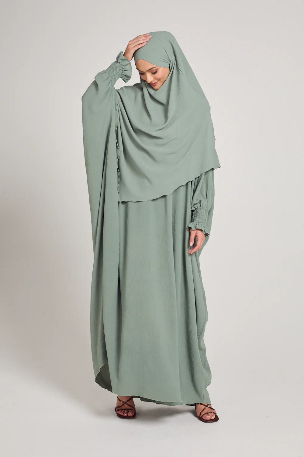 Soft CEY Snowy abaya With Double Layer Khimar