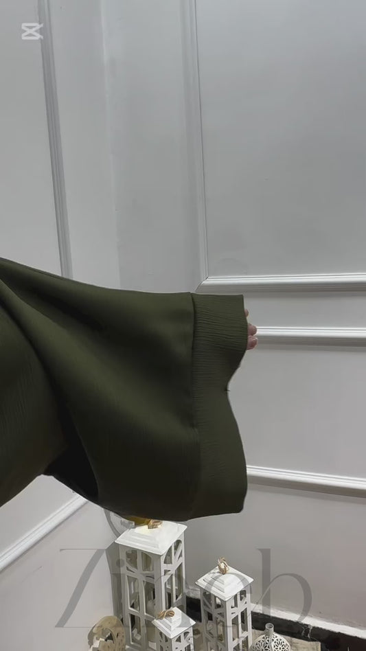 Olive Zoom Button Abaya