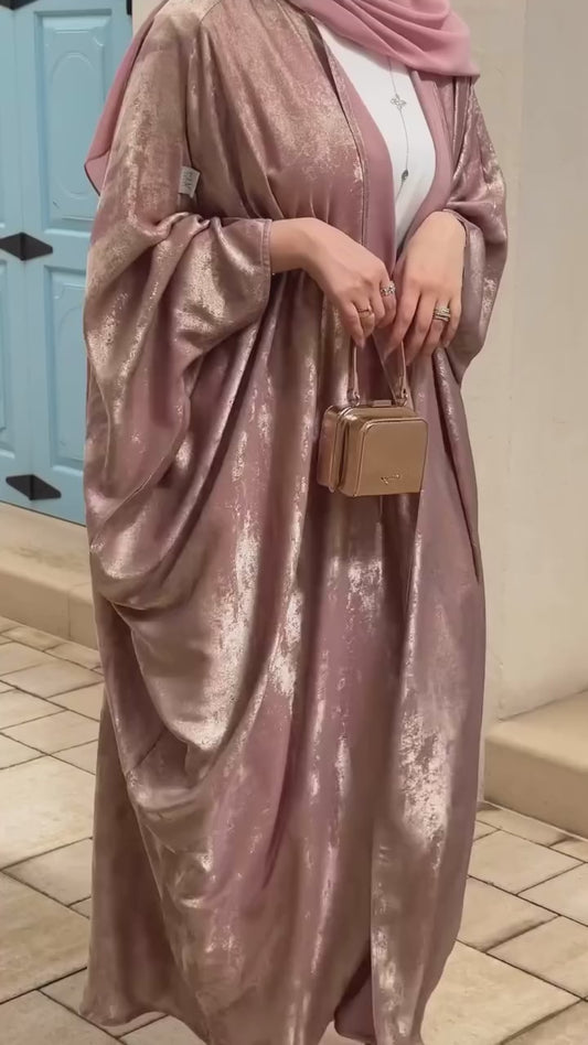 Peach shimmer abaya