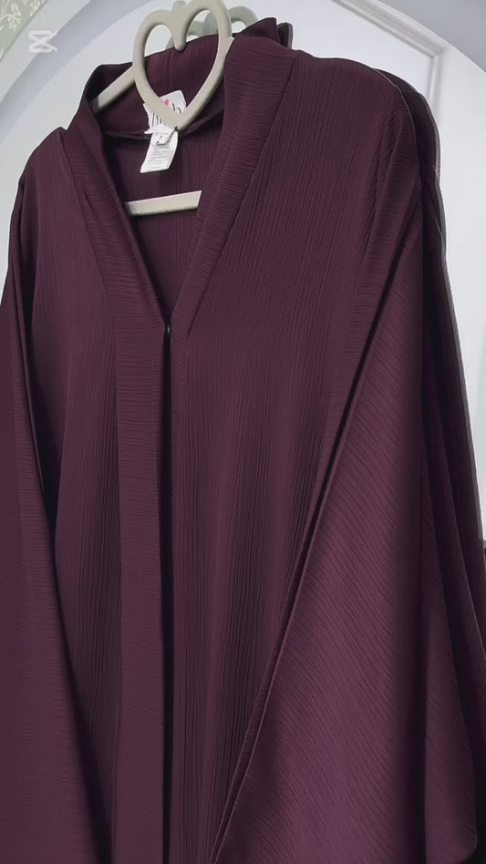Maroon Zoom Button Abaya