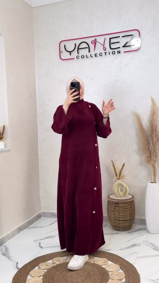 Button Corduroy Abaya