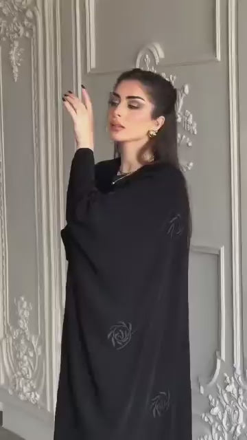 Black Korean Nida Fiery Abaya