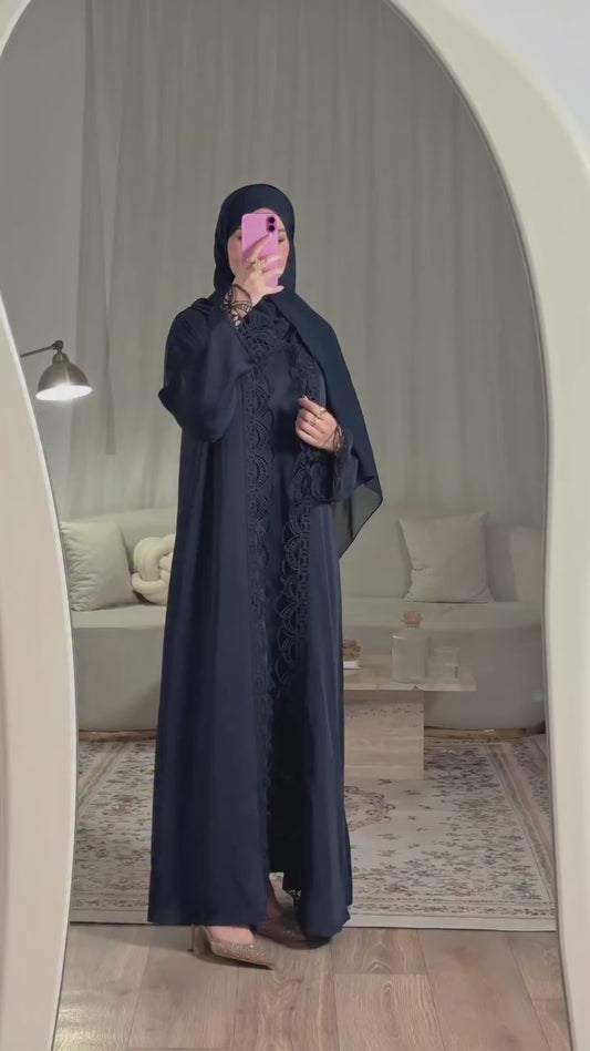Navy Blue Nida Luxe Abaya