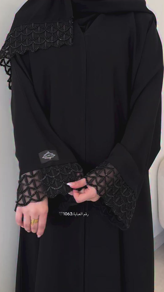 Black imported nida triple zig abaya