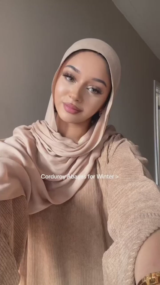 Brown Winter Corduroy abaya