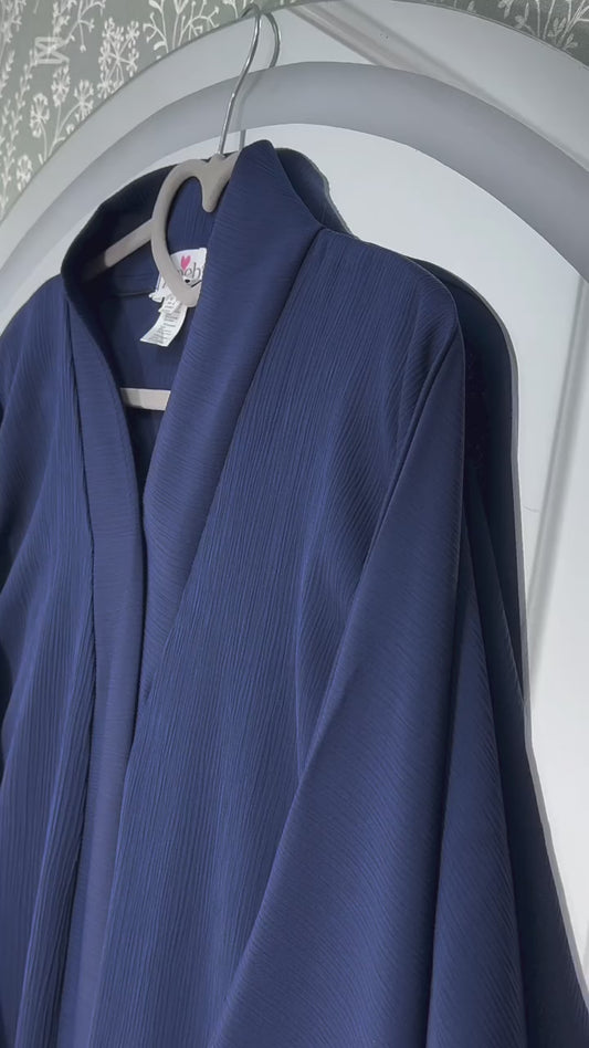 Navy Blue Zoom Button Abaya